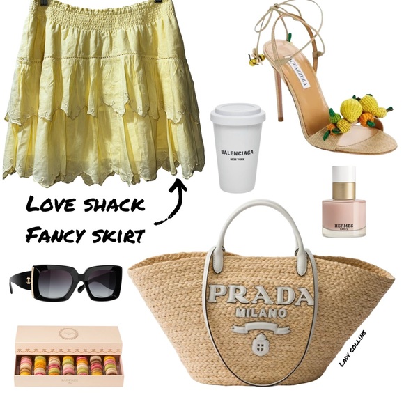 Love Shack Fancy Yellow Tiered Skirt - Picture 1 of 1